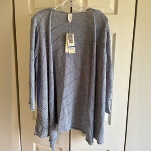 Jones New York Women's Light Blue Open Cardigan